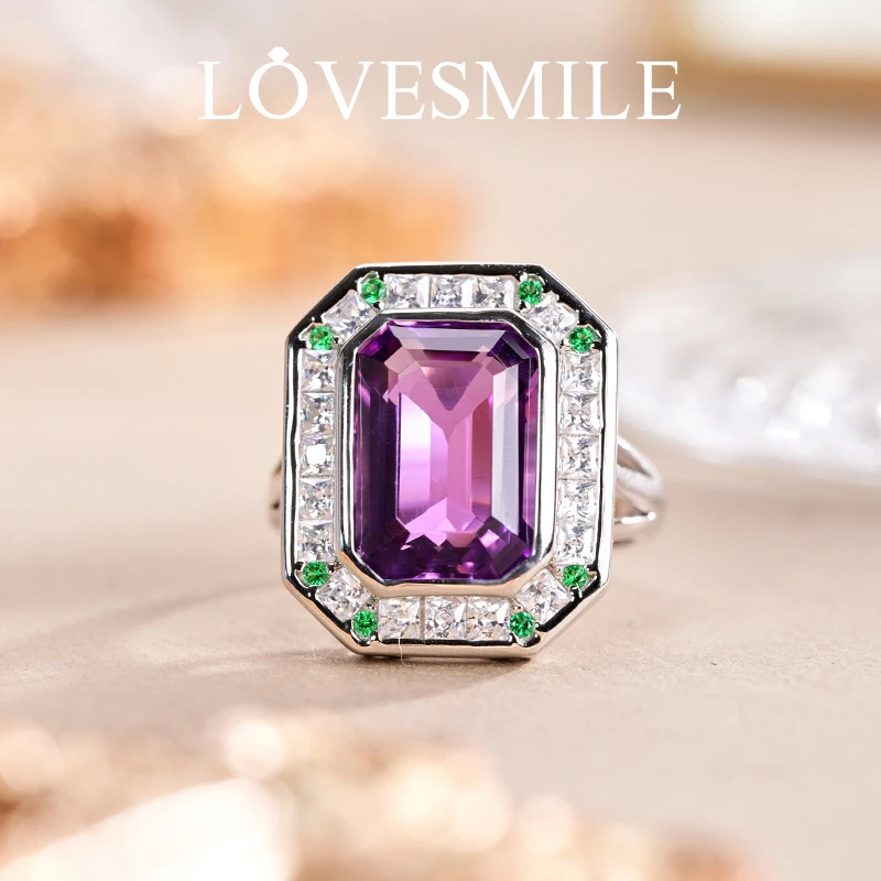 love smileS925银紫晶戒指大气奢华