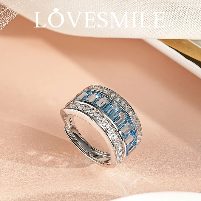 S925银托帕石戒指大气时尚