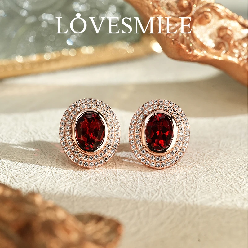 S925银石榴石耳钉大气简约百搭