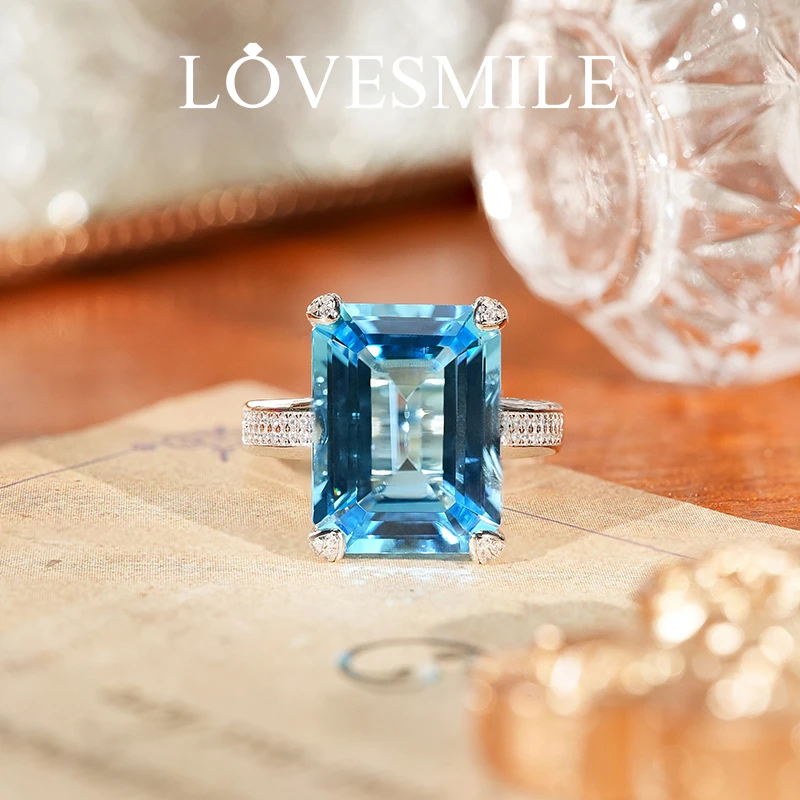 love smileS925银托帕石戒指时尚大气奢华方形