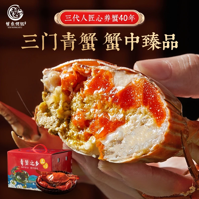 （鲜活）母膏蟹2斤/3斤家庭装三门青蟹包肥包活顺丰包邮 请勿放冰箱