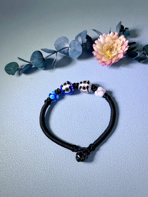 非金属玻璃手链 敏匠纯手工情侣时尚复古琉璃达摩手链编绳可调节