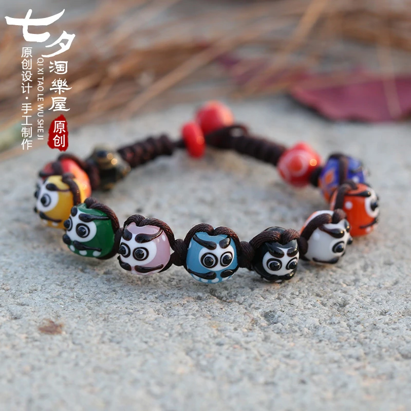 敏匠 日式琉璃达摩DIY串珠手链女情侣包邮