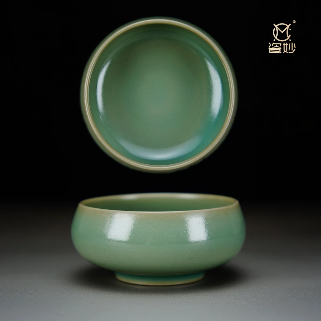瓷妙汝瓷张公巷复烧青绿釉普洱杯支钉烧汝州原产地发货