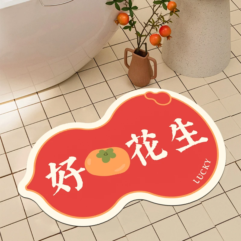 新年祥瑞柿子软硅藻泥吸水速干地#卫生间门口浴室防滑脚#进门#