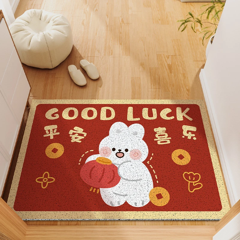 红灯笼过新年丝圈地垫家用玄关大门口入户门防滑刮沙脚垫喜庆结婚
