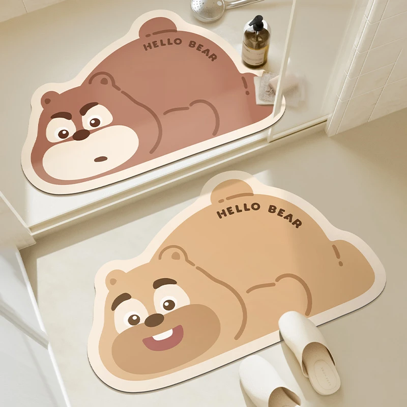 趴趴乐熊软硅藻泥地垫居家好物卫生间浴室洗手间门口防滑吸水地垫