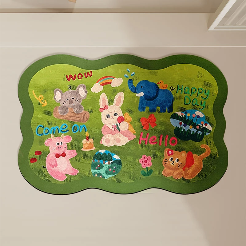 邦尼友友草地软硅藻泥吸水地垫卫生间门口浴室防滑脚垫卡通速干垫