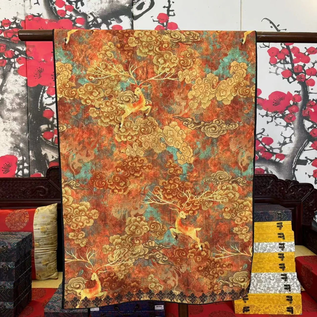 长卿【鹿踏祥云】冠乐高级百搭国风轻奢高定丝巾 70*180（A1022）