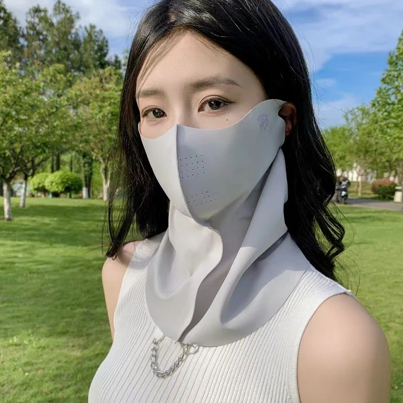 厚启冰丝防晒挂耳面罩男女遮阳全脸防紫外线长款护颈围脖骑车面纱
