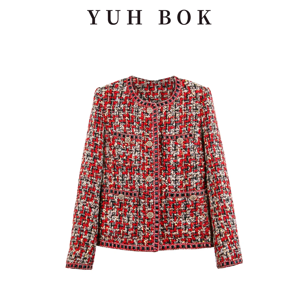 555-95羽绒服绵羊毛轻奢复古洋气百搭时尚显气质长袖小香风外套女