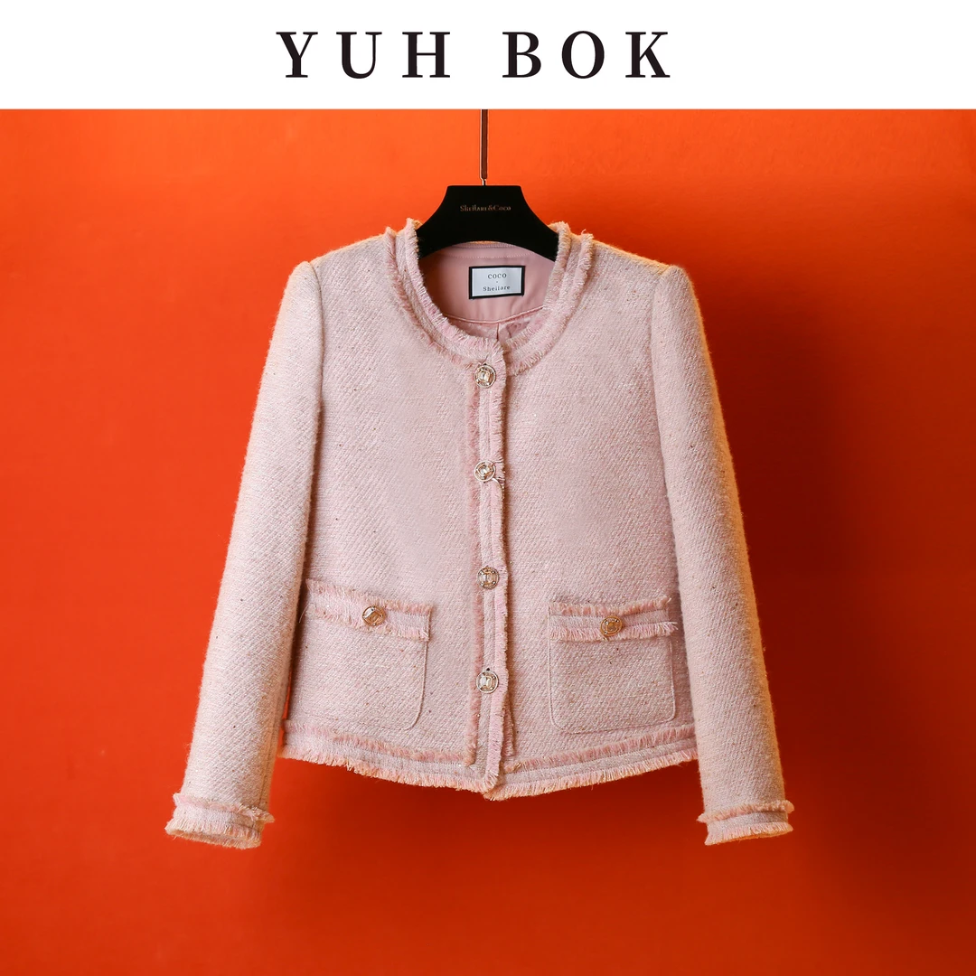 556-轻奢粗花呢老钱风时尚气质款小香风圆领重工外套颗粒绒外套