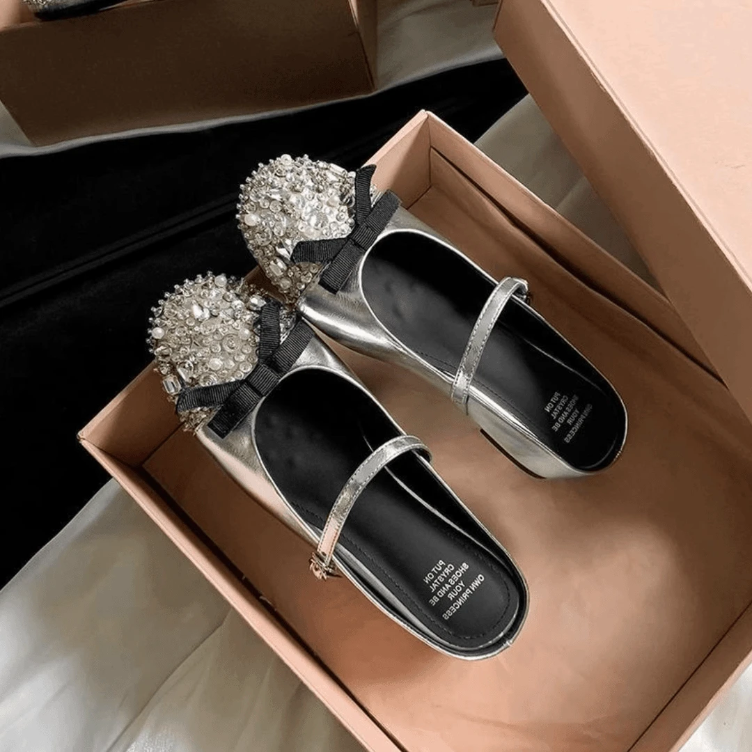 绝美银色水钻包头凉拖鞋女2024夏季新款爆款超火百搭半拖
