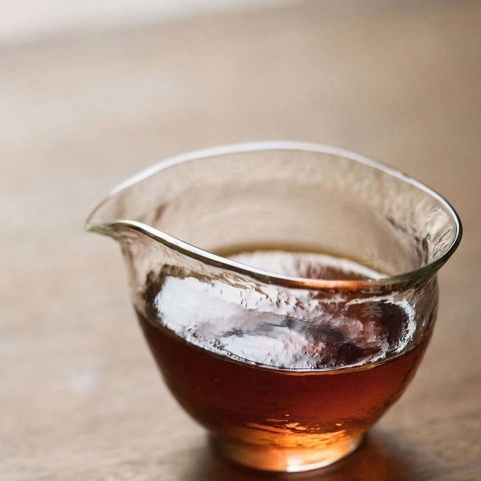 随型锤纹日式手工茶道揽月公杯透明耐热家用玻璃杯高硼硅玻璃杯