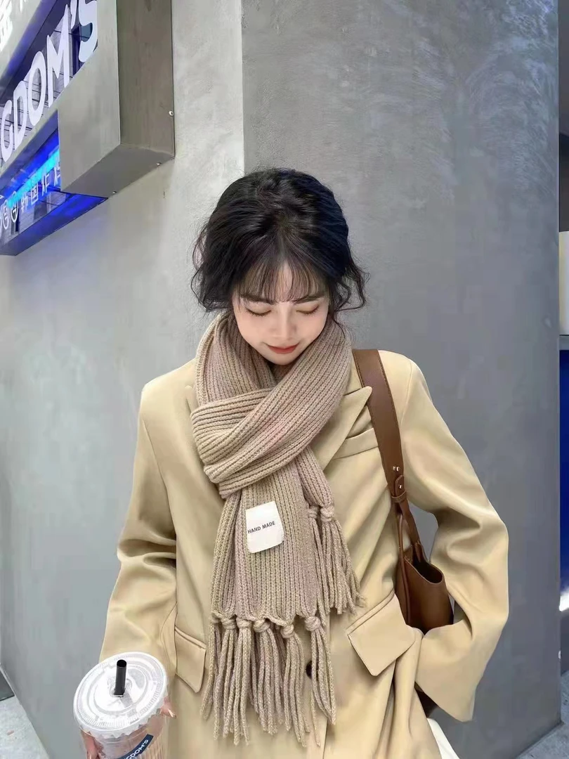 高颜值围巾女秋冬季韩版百搭加厚保暖针织毛线围脖气质