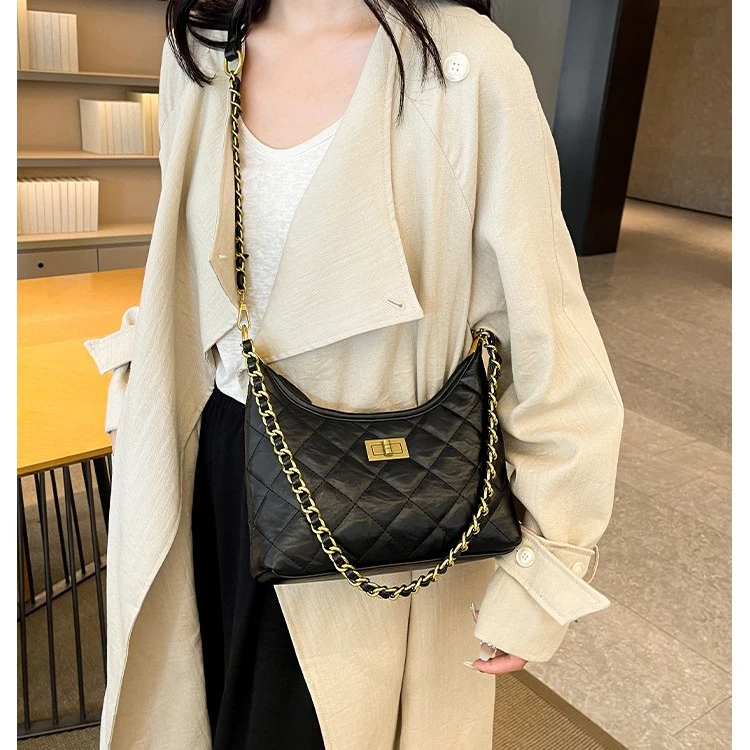 菱格绣线小包包女士2024新款流行百搭斜挎包秋冬季单肩腋下饺子包