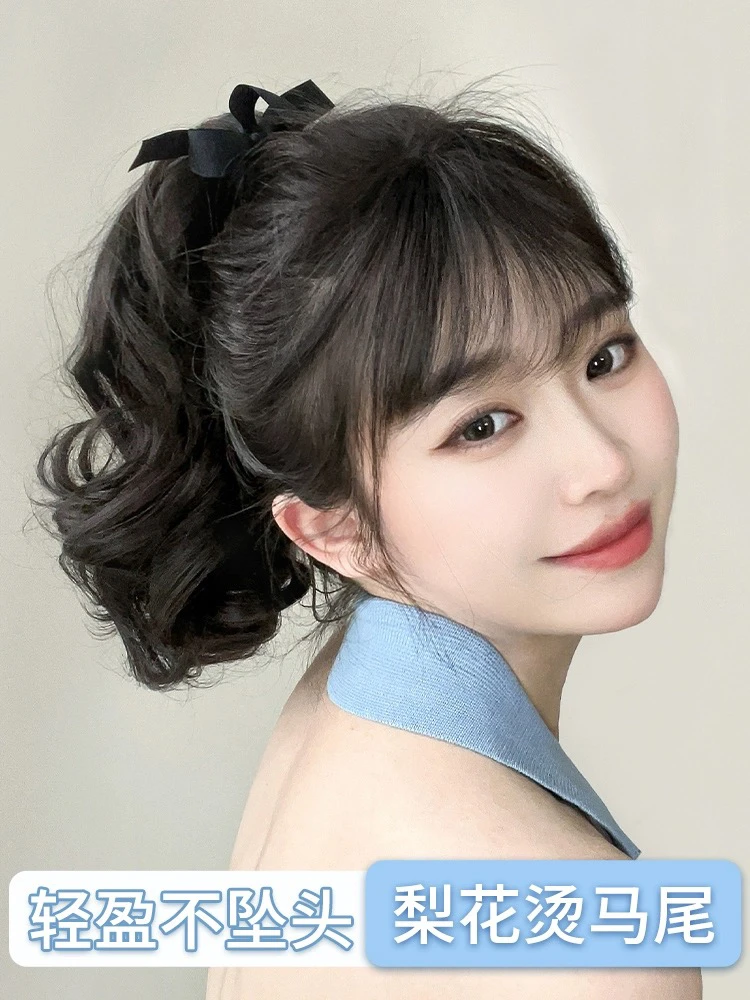 假发马尾短马尾辫子假发女短卷发气质马尾抓夹式时尚中长款大波浪