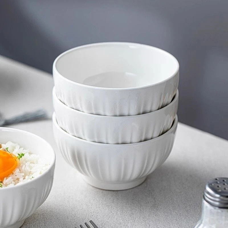 【新疆商超清】金瓜陶瓷白色4.5英寸米饭碗 加厚陶瓷隔热