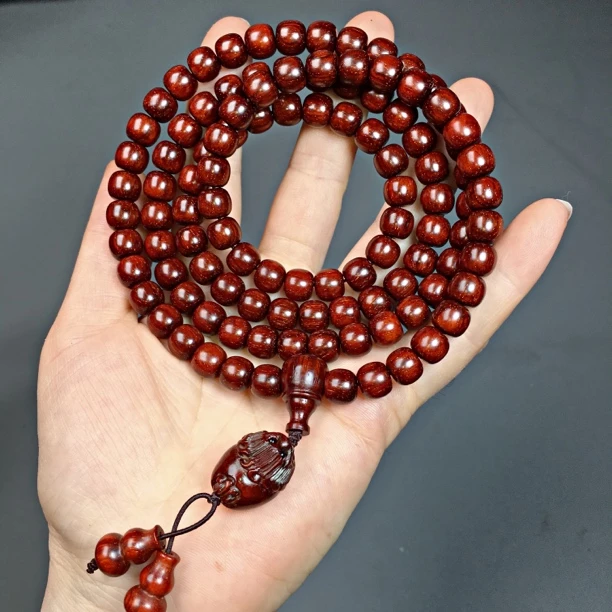 印度小叶紫檀8/9老型珠爆满粗星高货！色泽浓郁、二膘料，料质极好的