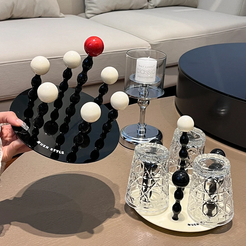 ins奶油旋转杯架茶具倒挂沥水水杯架子 防尘创意杯子收纳架置物架