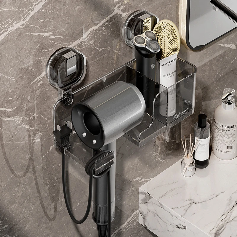 【佳立方】吸盘吹风机收纳架免打孔壁挂式电吹风挂架支架浴室放置架