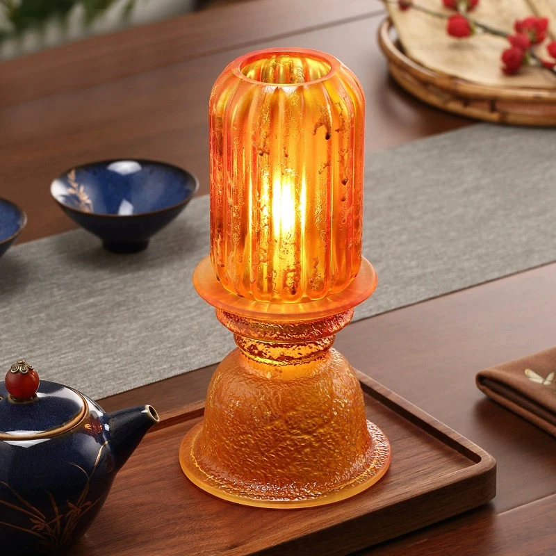 恩美丨琉璃烛台皓月当空复古文艺卧室灯香器氛围感创意纯手工