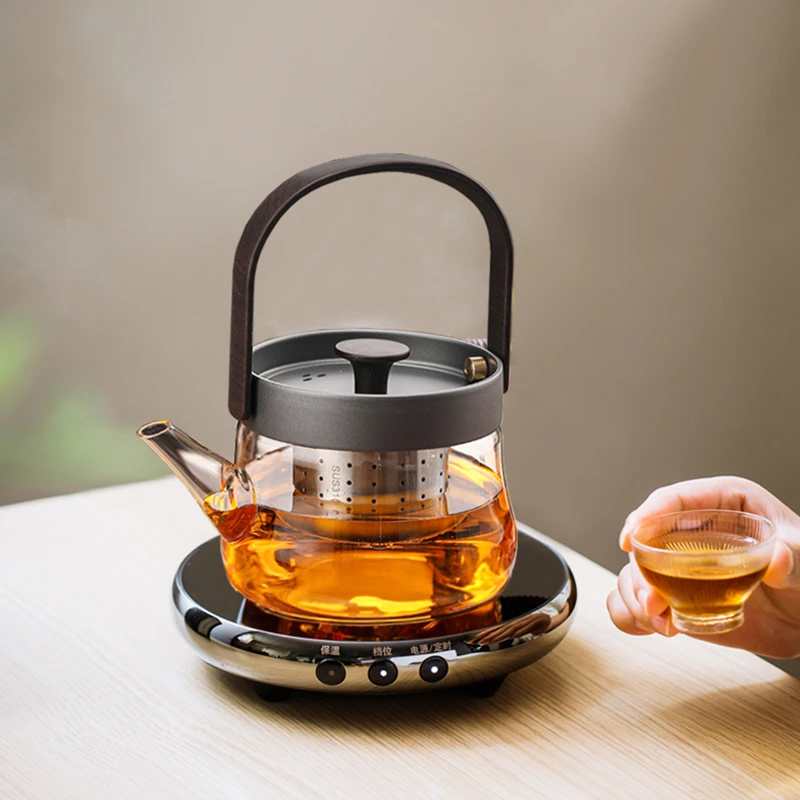 恩美丨超薄电陶炉煮茶器迷你静音电茶炉耐热玻璃茶水分离泡茶壶
