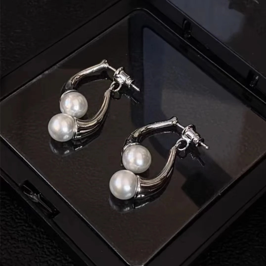 925银仿珍珠耳饰 S925银珍珠前后戴耳饰小众设计感时尚冷淡风