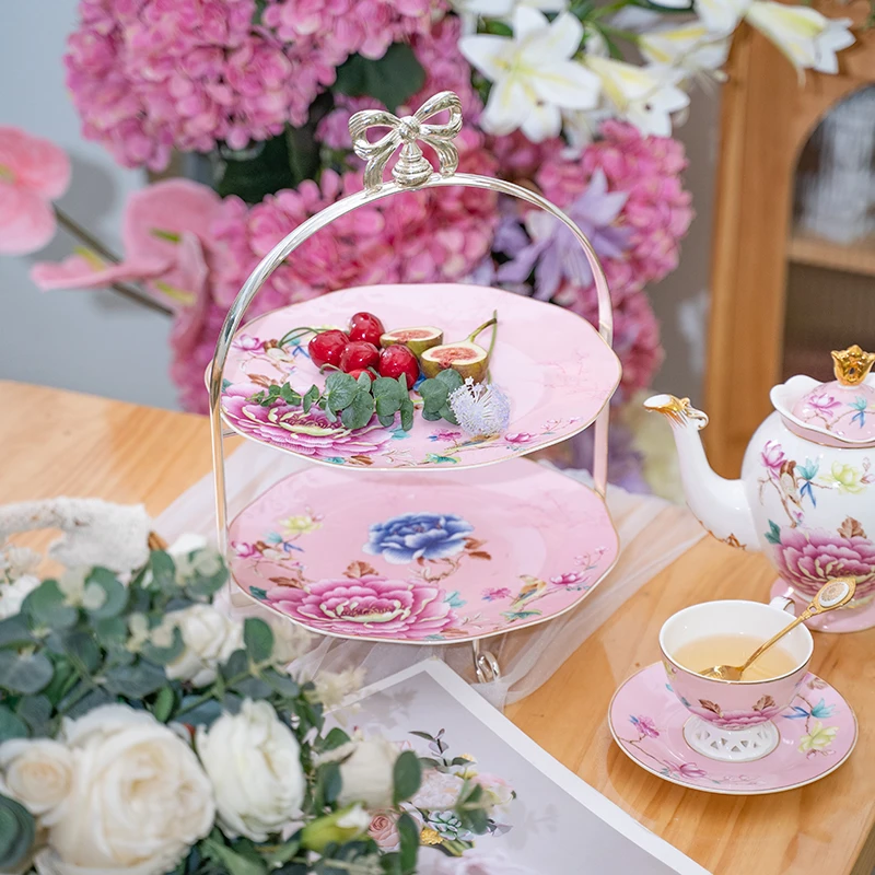 INGRI英格丽 「蝴蝶结点心盘」欧式轻奢金色两层三层蛋糕点心架