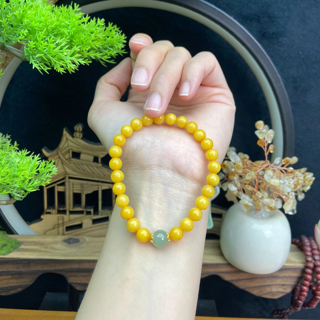 卡6mm➕蜜蜡搭配路路通配饰手串S010059