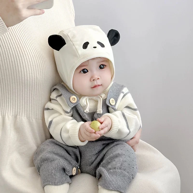 宝宝系带帽秋冬季保暖卡通包头帽婴幼儿帽子可爱超萌小月龄套头帽