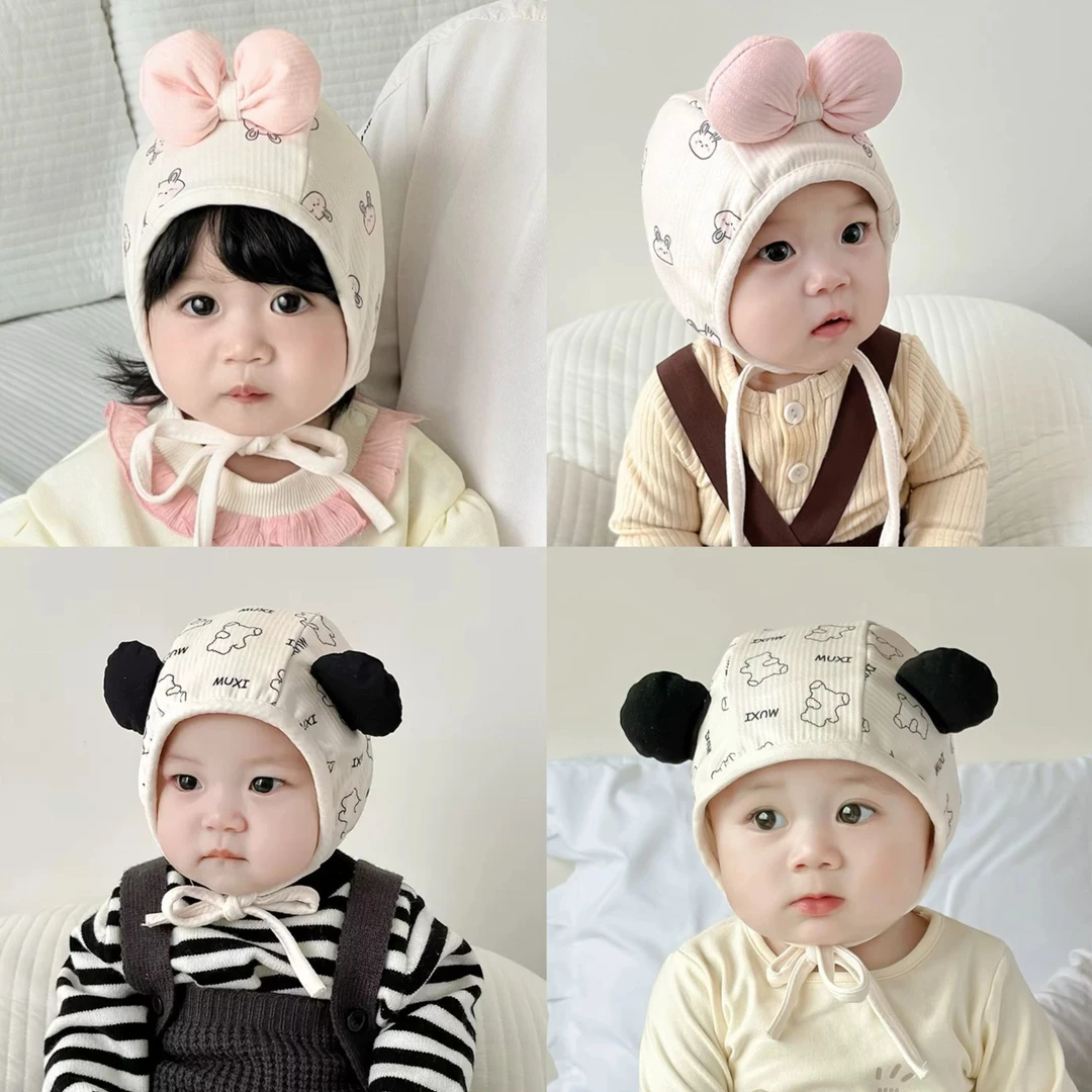 韩版宝宝帽子春秋季可爱小熊冬季洋气婴儿护耳帽女超萌保暖胎帽男