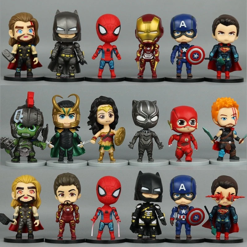 Q版复仇者联盟3钢铁侠雷神美国队长蜘蛛侠手办公仔模型装饰摆件礼