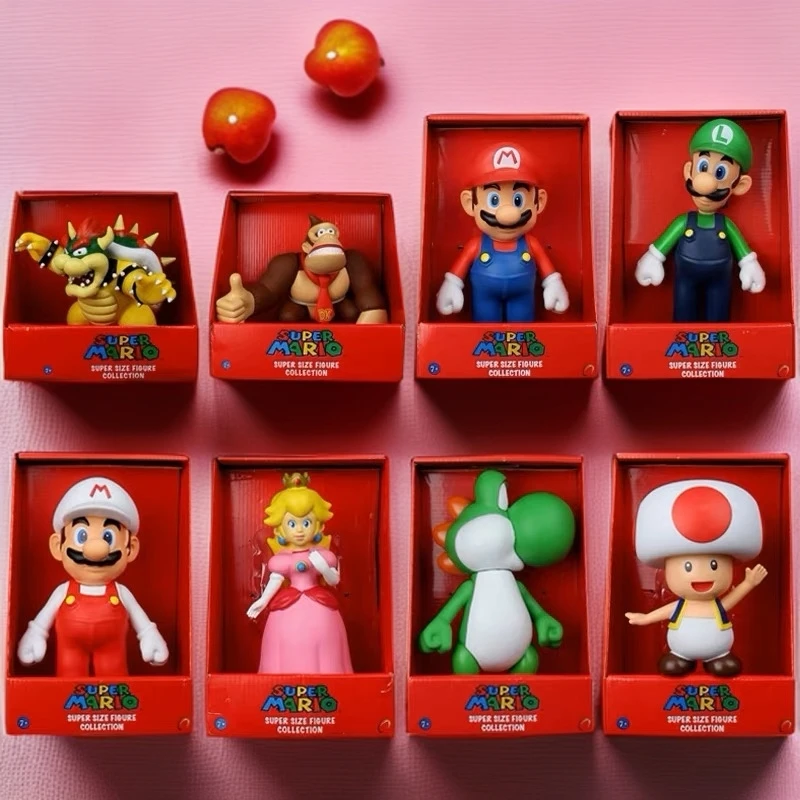 超级玛丽马里奥路易兄弟摆件库巴耀西大猩猩蘑菇可动手办模型玩具