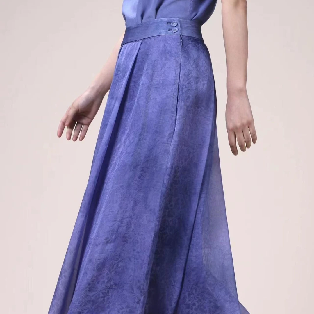 欧根提花仙气飘飘时尚百搭半裙夏季A字显瘦半身裙21021