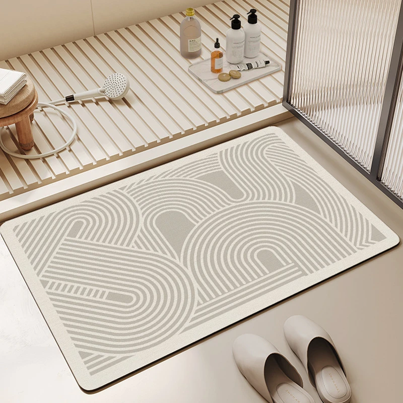 日式侘寂风浴室吸水垫速干吸水防滑垫卫生间门口脚垫硅藻泥地垫