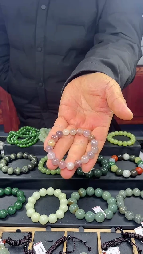 【闪购商品】石英质玉(金丝玉)手串合金手串
