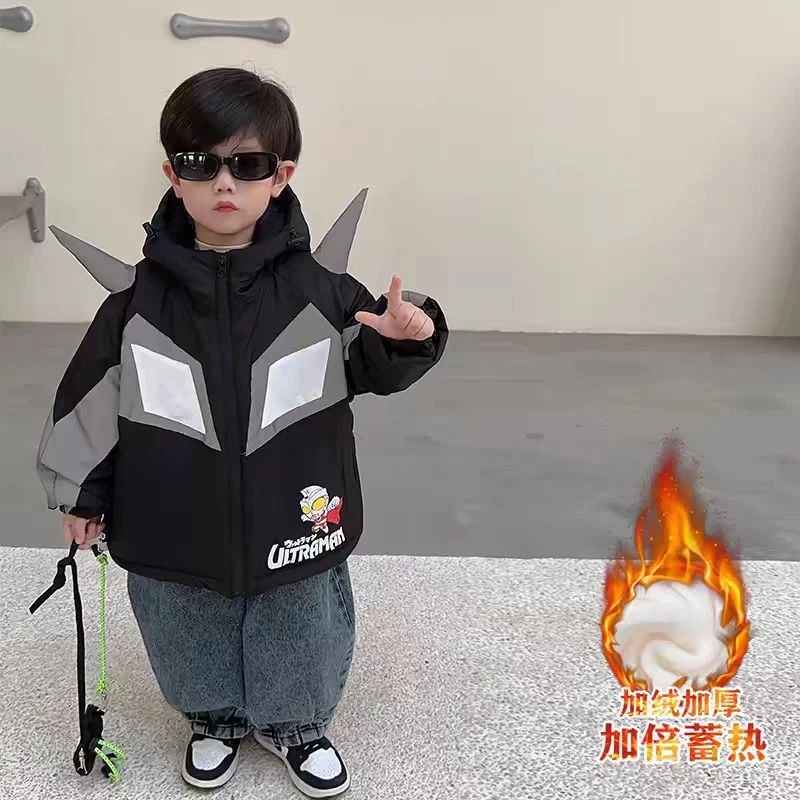 男童加绒加厚派克服棉服儿童棉衣宝宝冬装男孩外套夹棉