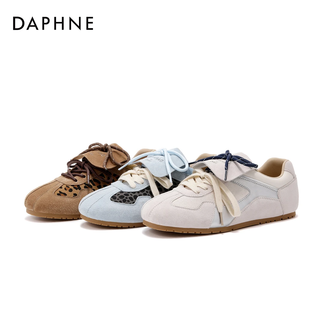 达芙妮秋冬上新2025百搭软底复古德训时尚潮流低帮系带透气休闲鞋