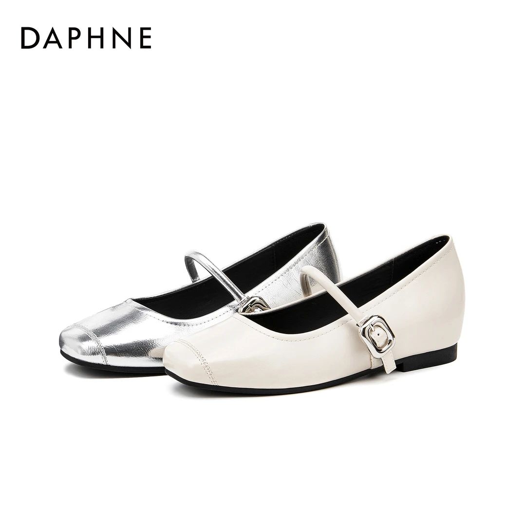 达芙妮时尚气质女鞋秋季新款软底低跟一字带纯色温柔浅口百搭单鞋