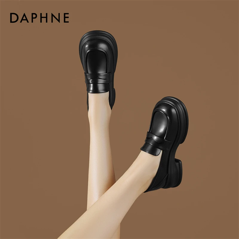 达芙妮厚底乐福鞋玛丽珍鞋2024夏季新款法式晚晚风单鞋粗跟小皮鞋