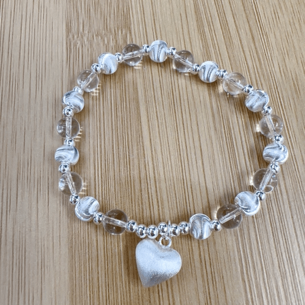 925银仿水晶手链 G829（满9.9包邮）爆闪桃心弹力手链