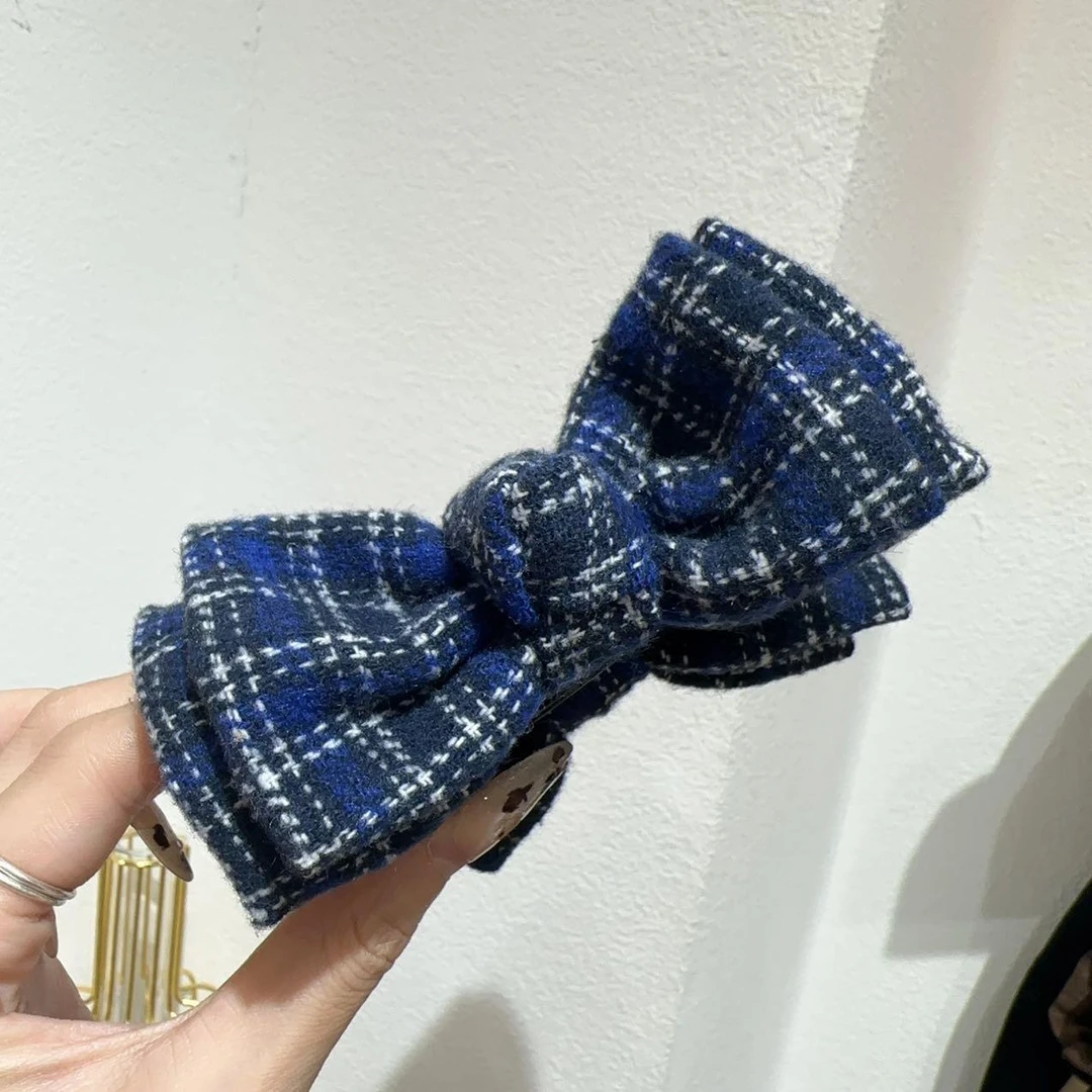 C805高级蓝色格子丸子夹