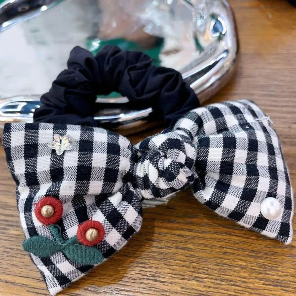 G782（满9.9包邮）格子馒头发绳