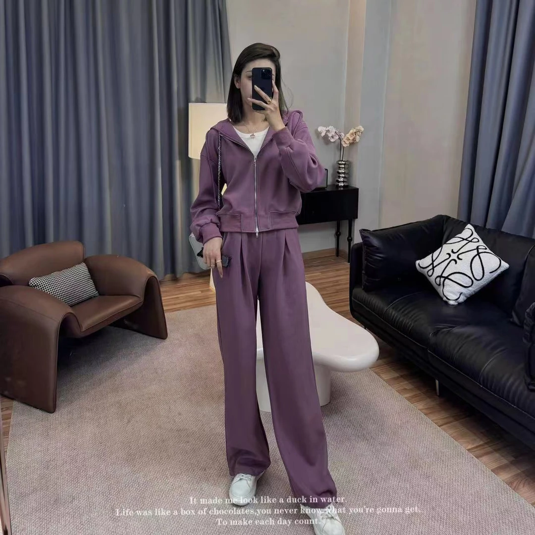 【清】多肉葡萄 DPLJ高个子女装 加长新款连帽显瘦休闲运动套装6013