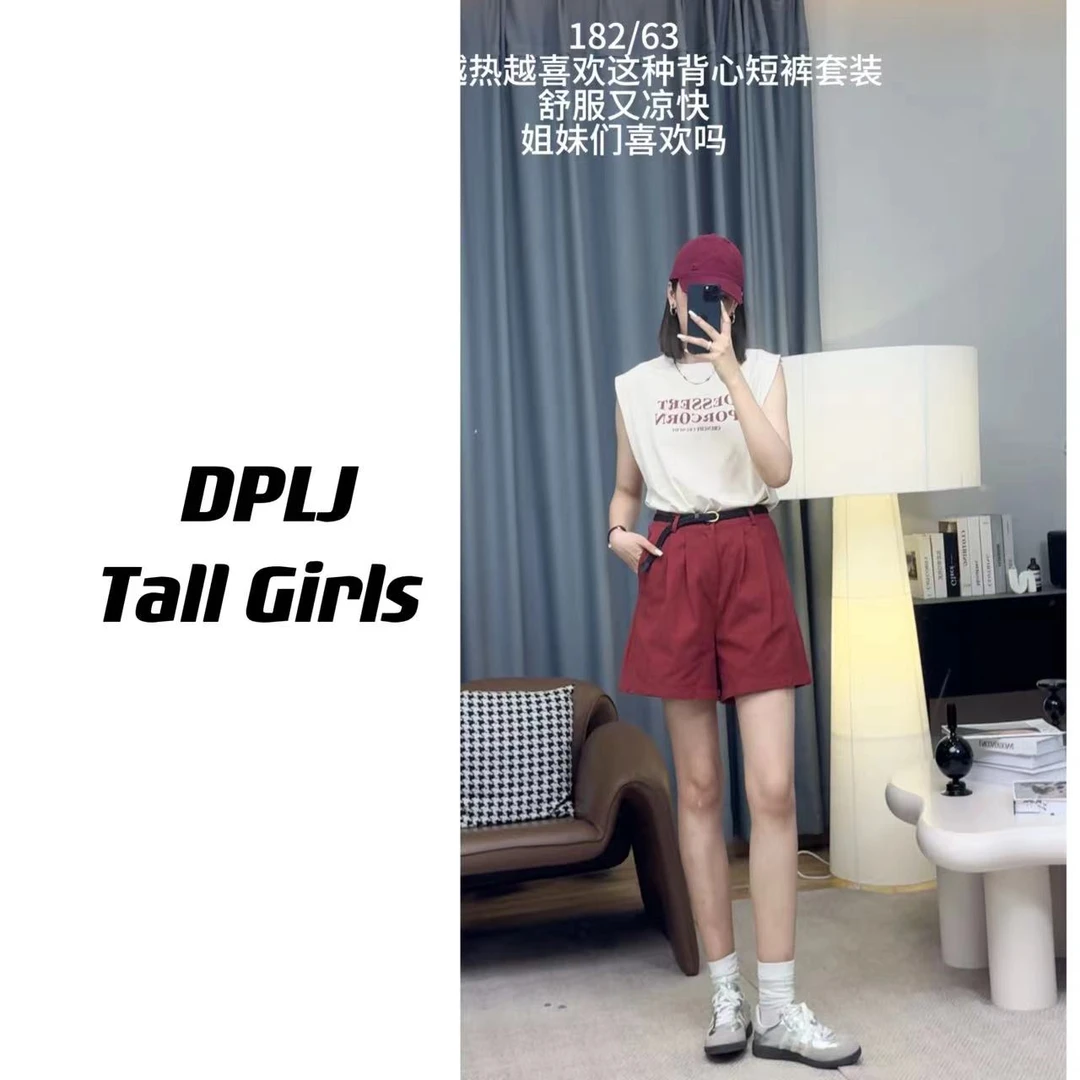 糖渍樱桃 高个子加长T恤短裤套装休闲宽松显瘦夏季短袖两件套8869