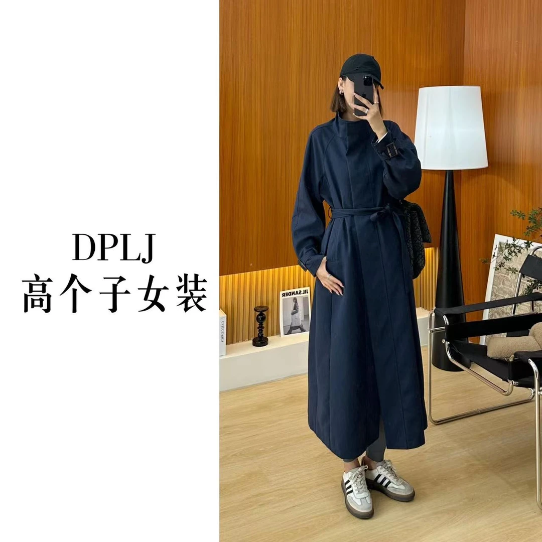 秋日暖阳 高个子加长长款风衣宽松显瘦经典翻领秋季中款外套8021