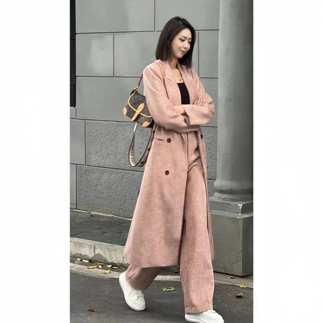 【清】巴黎梧桐 高个子大衣阔腿裤两件套时尚冬季气质极简689