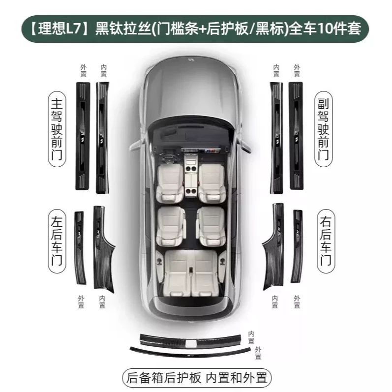 理想L7L8L9钛黑拉丝门槛条专车专用