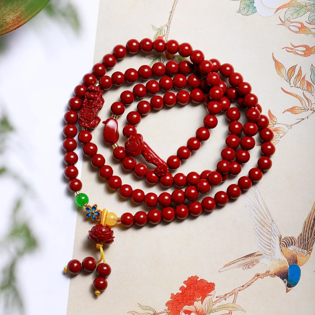 含辰砂工艺品朱砂108颗手链